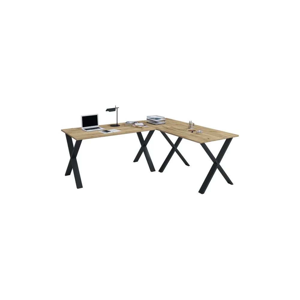 VCM VCM Holz Schreibtisch Eckschreibtisch schlicht 220x220 L Form links oder rechts Arbeitstisch Platte 80 cm tief Computertisch Büromöbel - Lona X