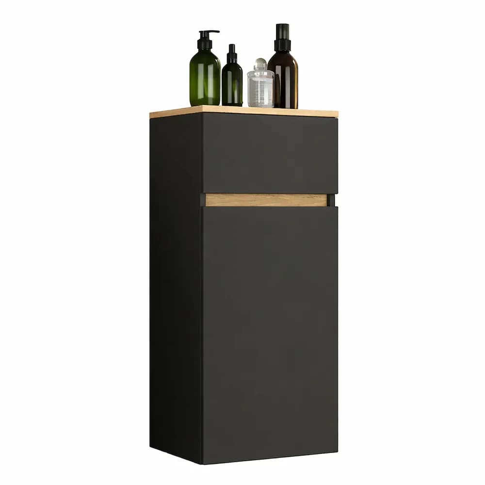 VCM Badmöbel Midischrank Cosila Anthrazit / Honig-Eiche H. 90 x B. 40 x T. 35 cm