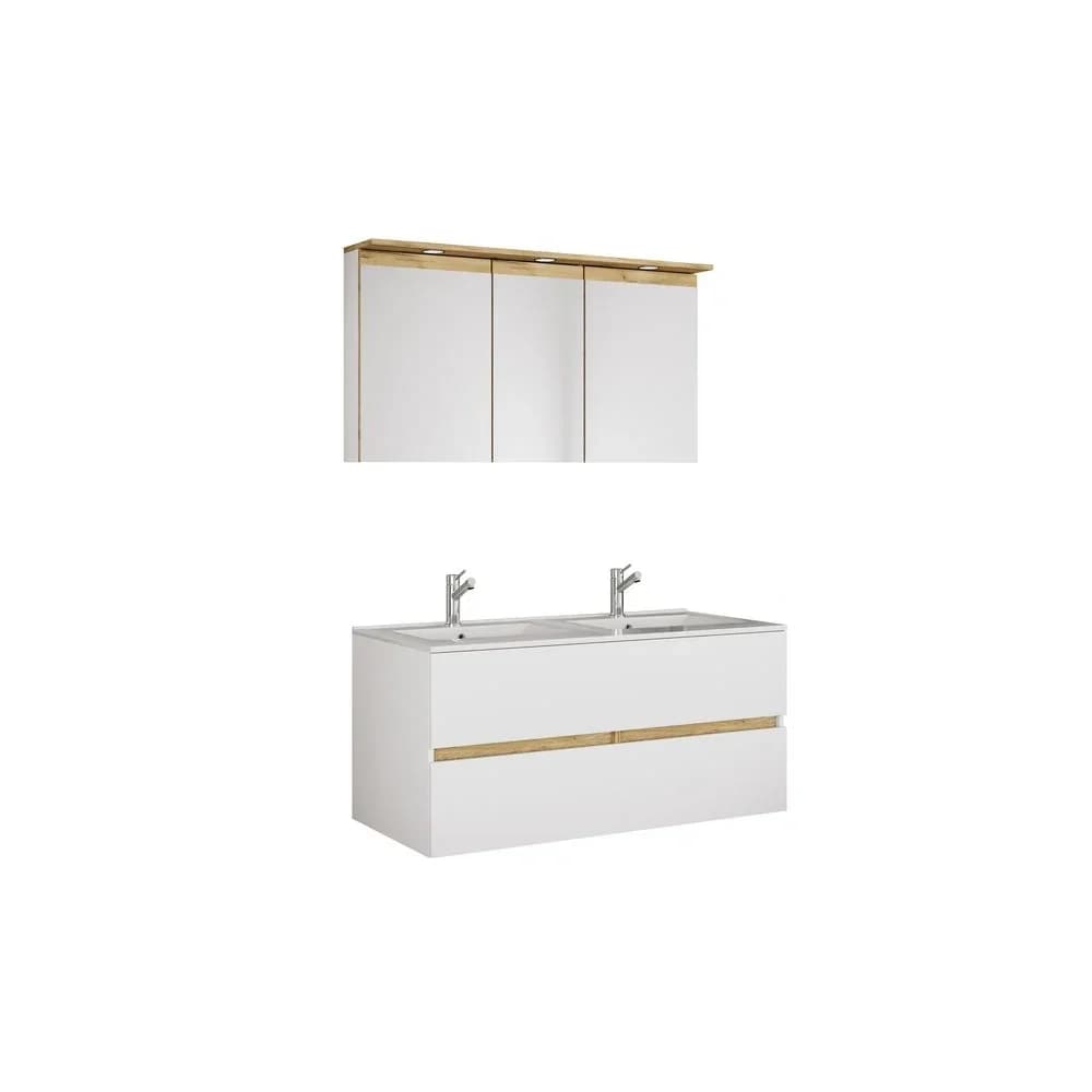 VCM Badmöbel Waschtisch Cosila Weiß / Honig-Eiche H. 110 x B. 111 x T. 51 cm