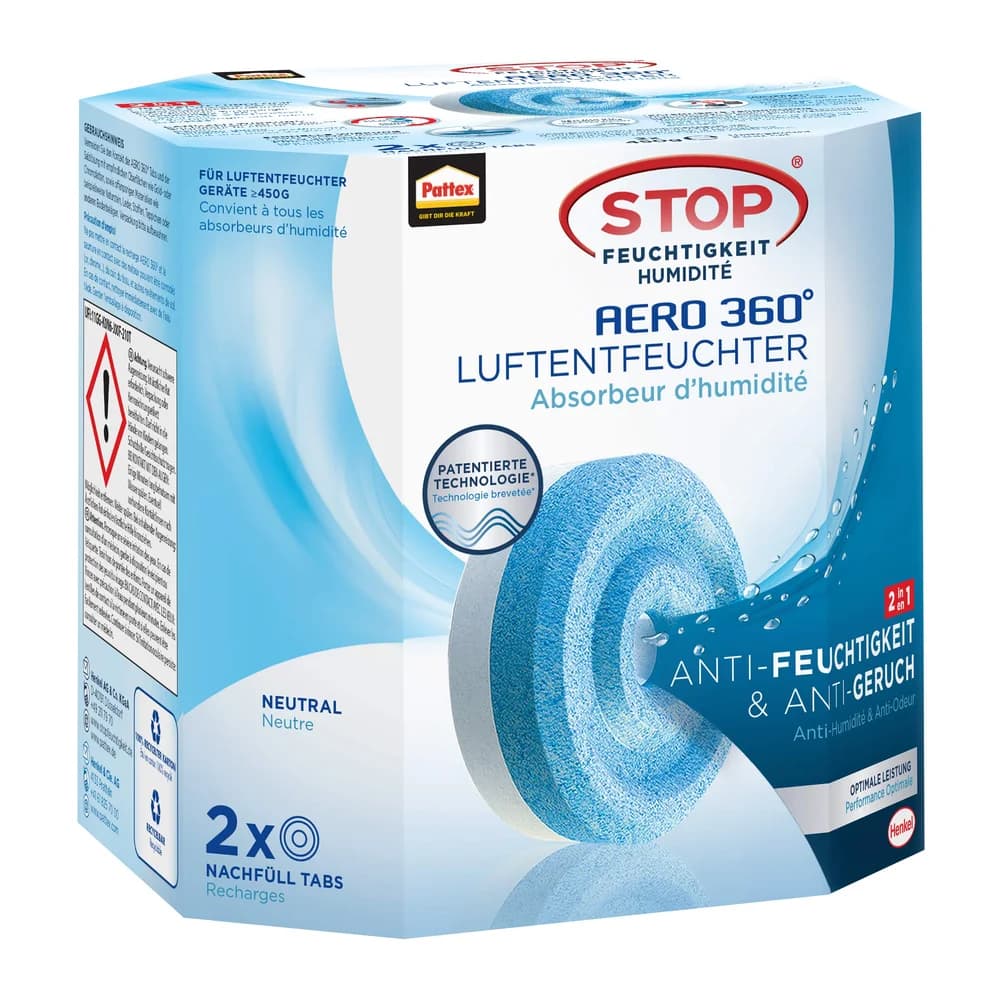 Pattex Entfeuchter AERO 360 Granulat 2x450gr