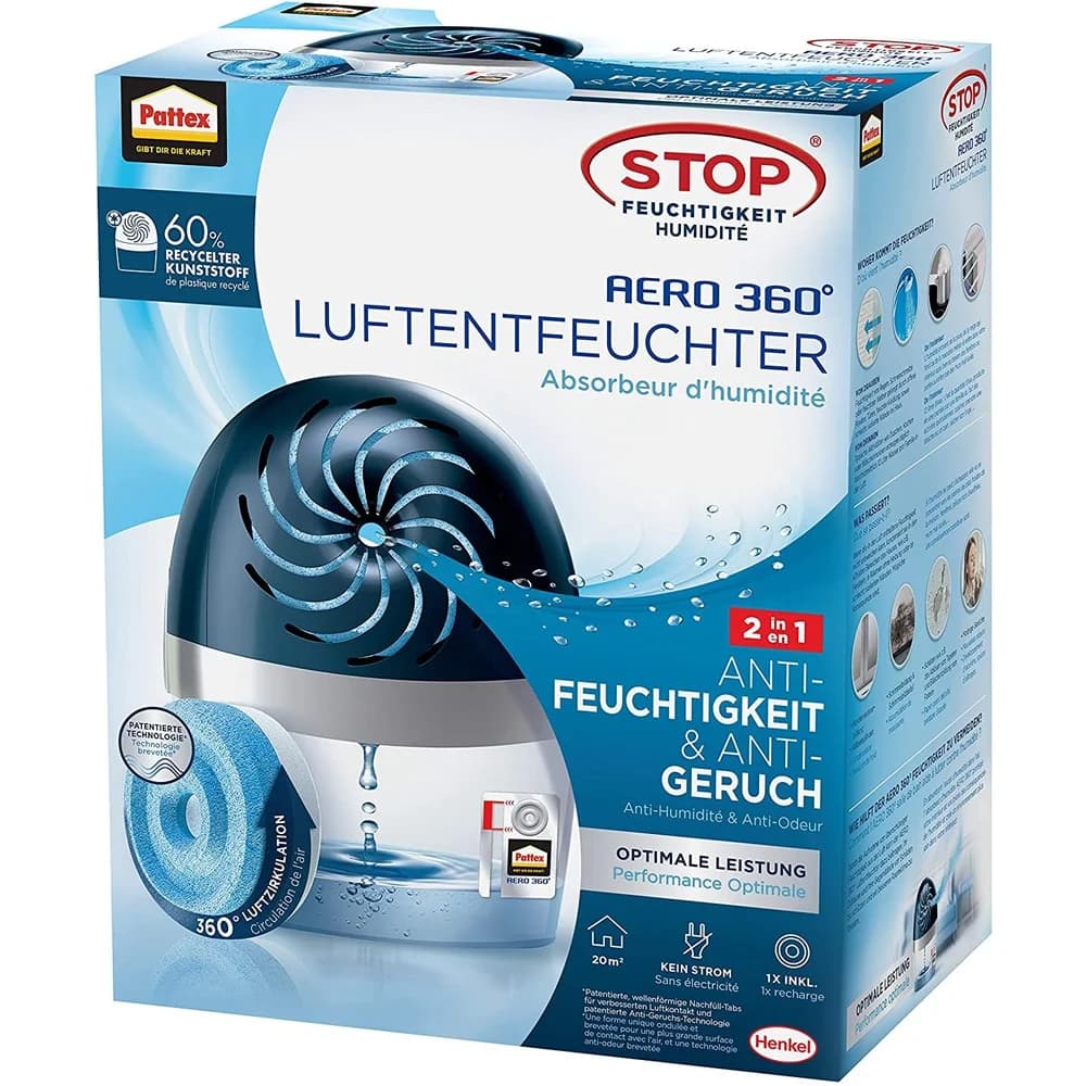 Pattex Luftentfeuchter Gerät Aero 360 inkl. 450g Tab
