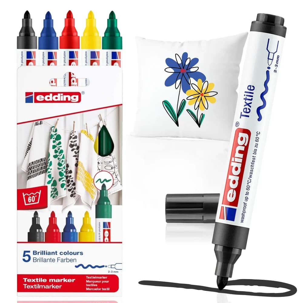 Edding 5er-Pack Textilmarker »4500/5 S Basic Colours« mehrfarbig