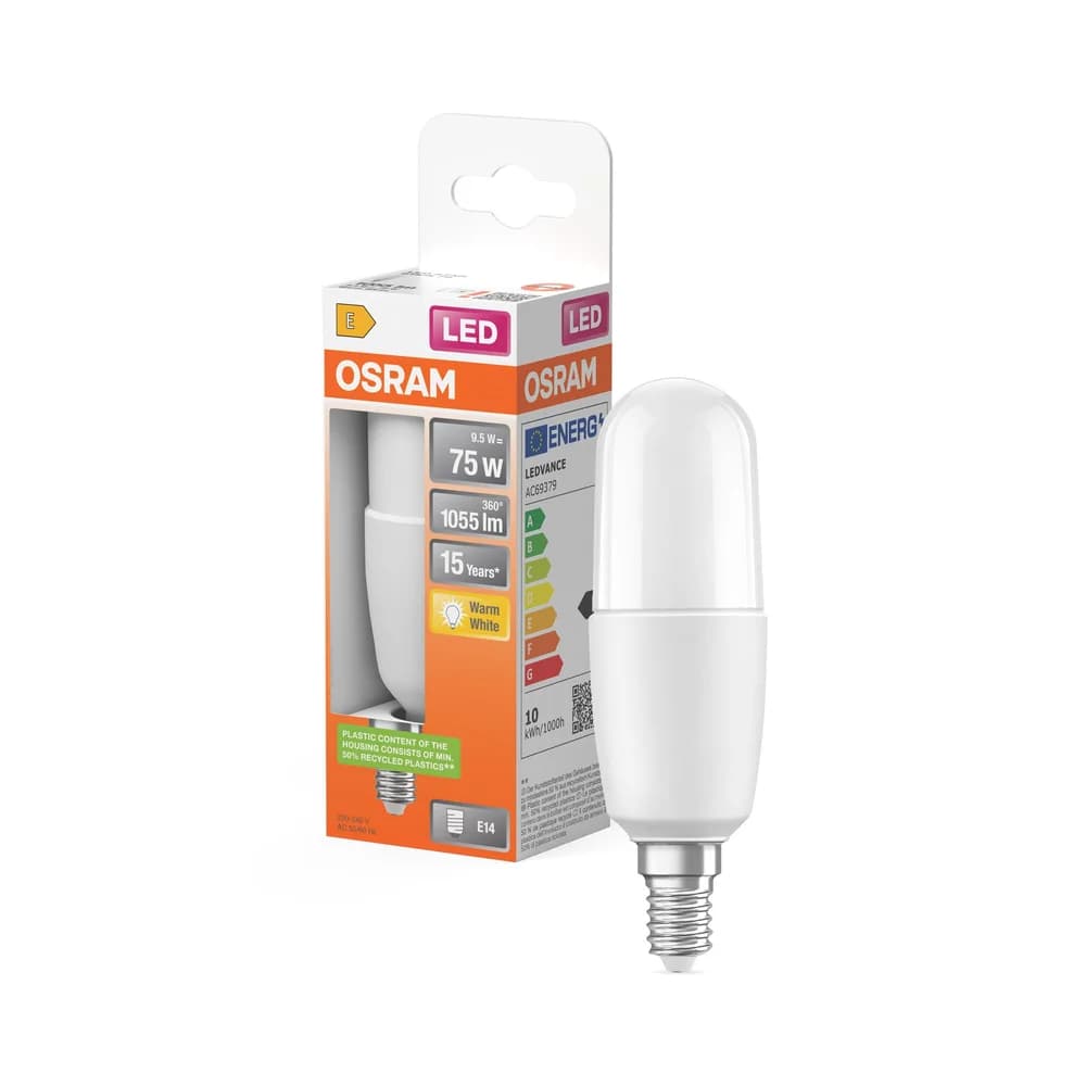OSRAM E14 LED STAR kolbenförmiger STICK 9W wie 75W warmweiß 1050lm