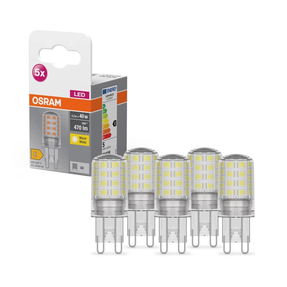 OSRAM LED-Speziallampe »Base CL non-dim G9«, 5 Stück (Pin40, 2700 K, Klar)