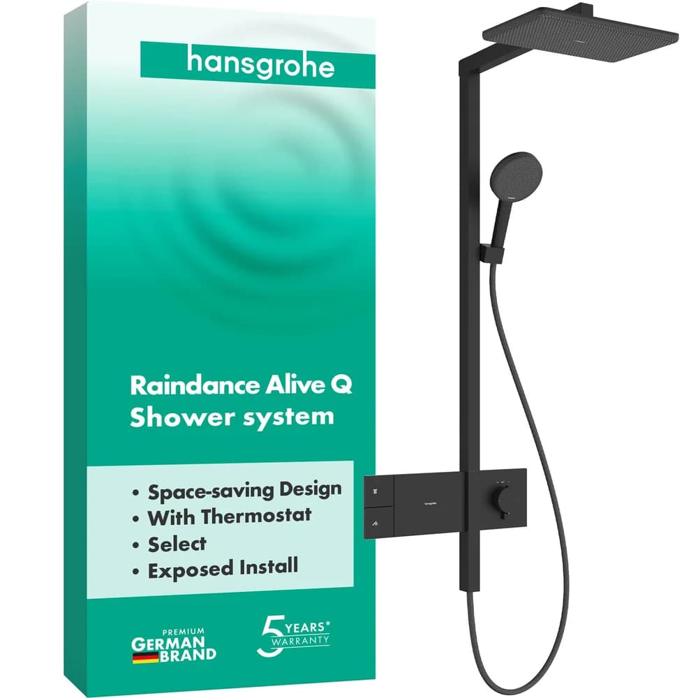 hansgrohe Showerpipe Raindance Alive Q 1jet, 12 l/min, schwarz matt