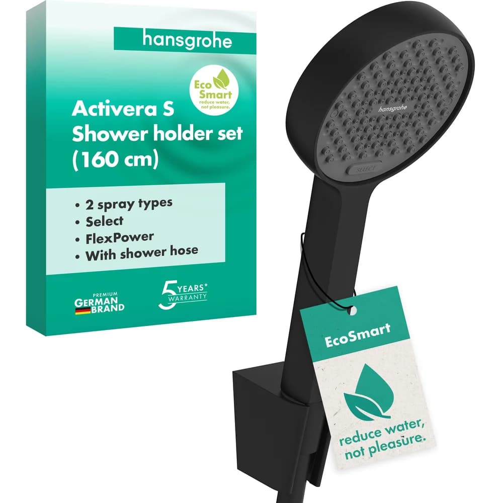 HANSGROHE Brausehalterset Activera Selec 95 2jet EcoSmart Schlauch 1600mm schwarz