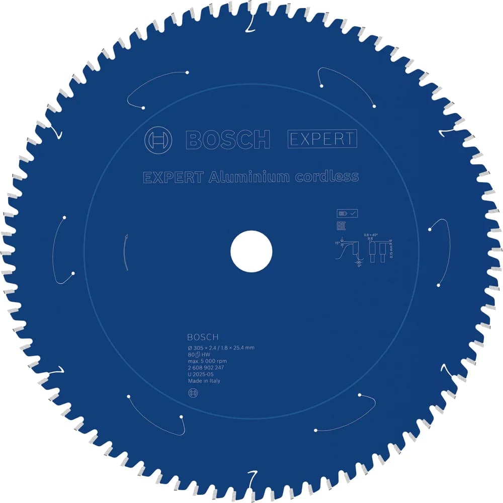 Bosch EXPERT Aluminium cordless Kreissägeblatt, 305 x 2,4/1,8 x 25,4 mm, Z80