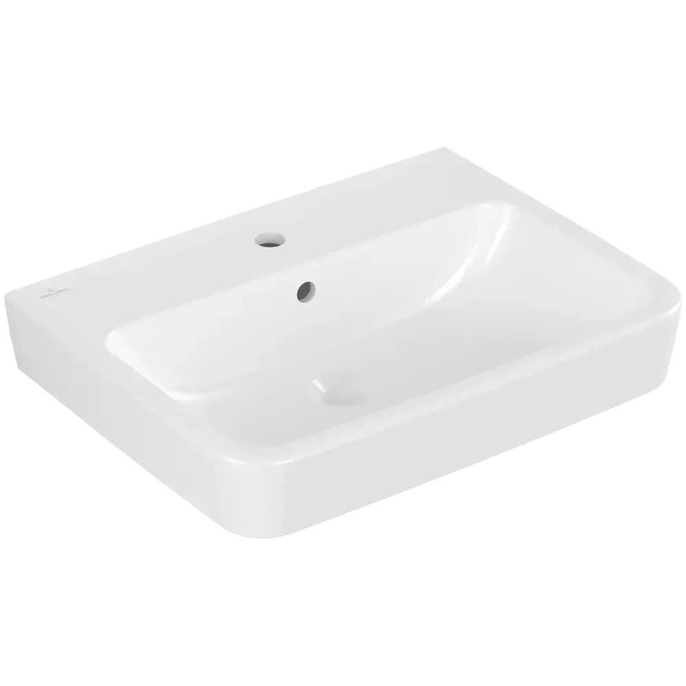 Villeroy & Boch Waschbecken O.novo 600x460mm Eckig 1HL. mit Überlauf geschliffen Weiß Alpin, 4A416G0 4A416G01