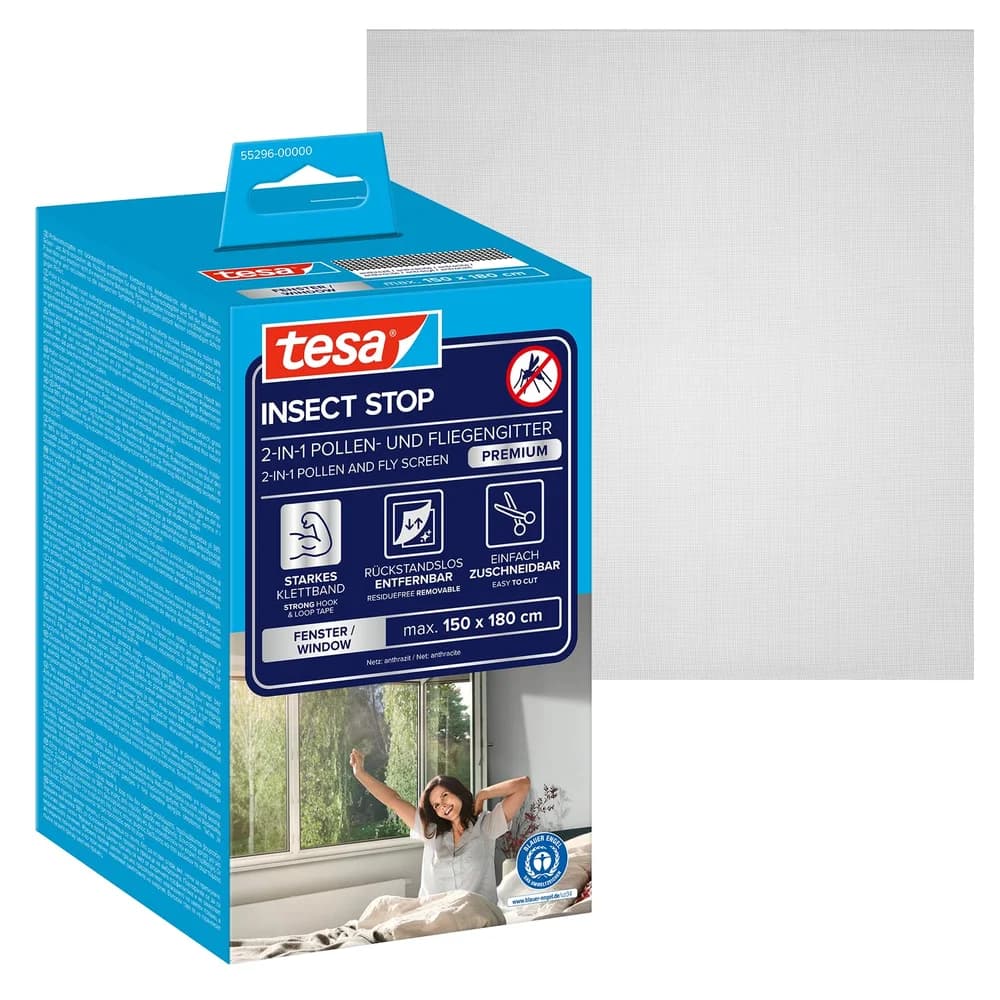 tesa Fliegengitter-Gewebe 55296-00000-00 Fensterscheibe Siebmasche Polyester