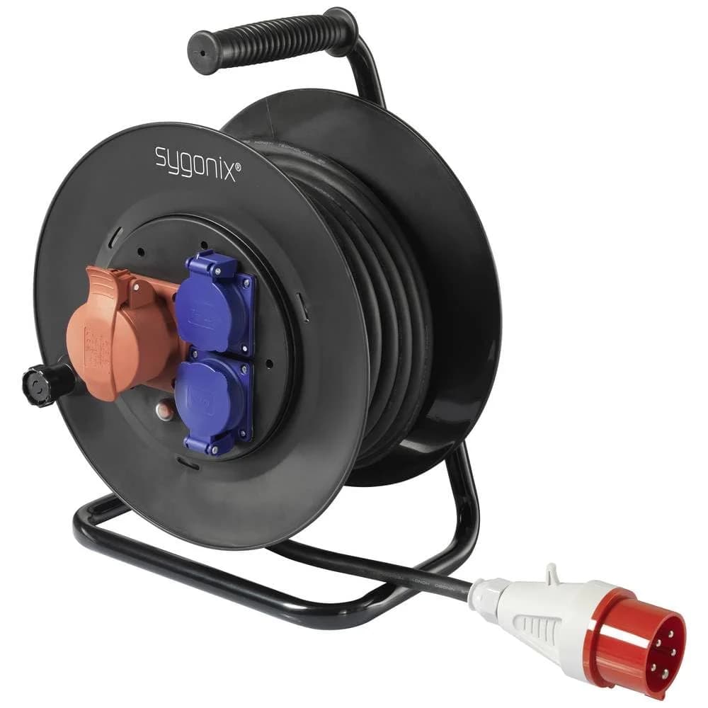 Sygonix SY-5806894 Kabeltrommel 25 m Schwarz CEE-Stecker 16 A 5polig