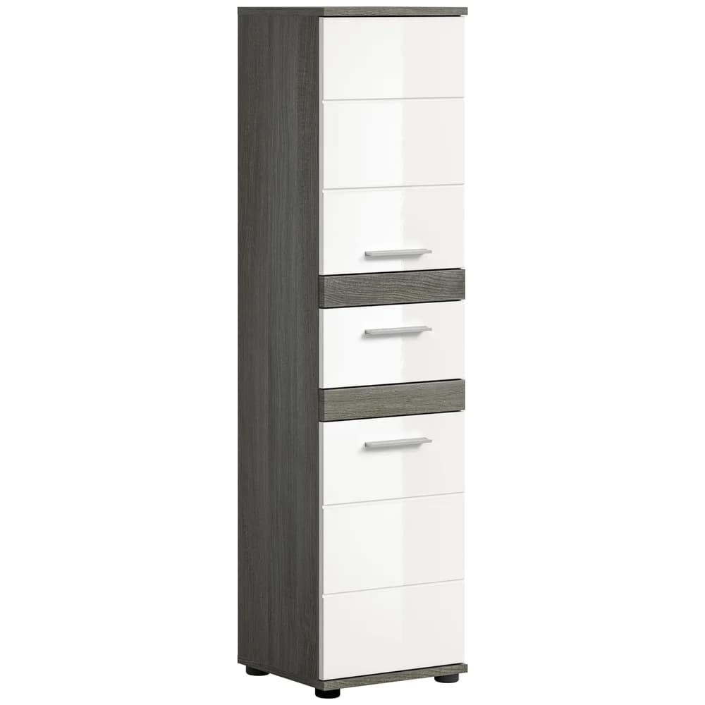 xonox.home Stauraumschrank Weiß Hochglanz Rauchsilber Beschichtet 35x137x31 cm grau