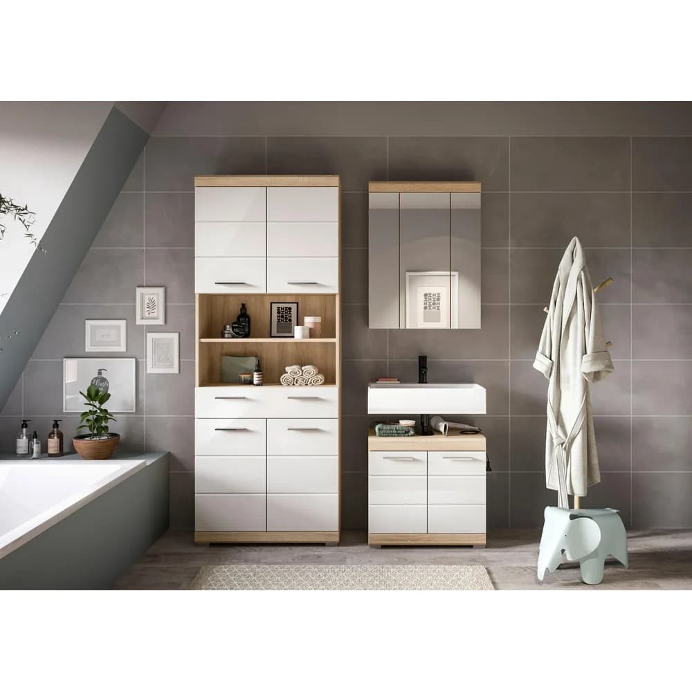 Badkombination ¦ holzfarben ¦ Maße (cm): B: 149 H: 191
