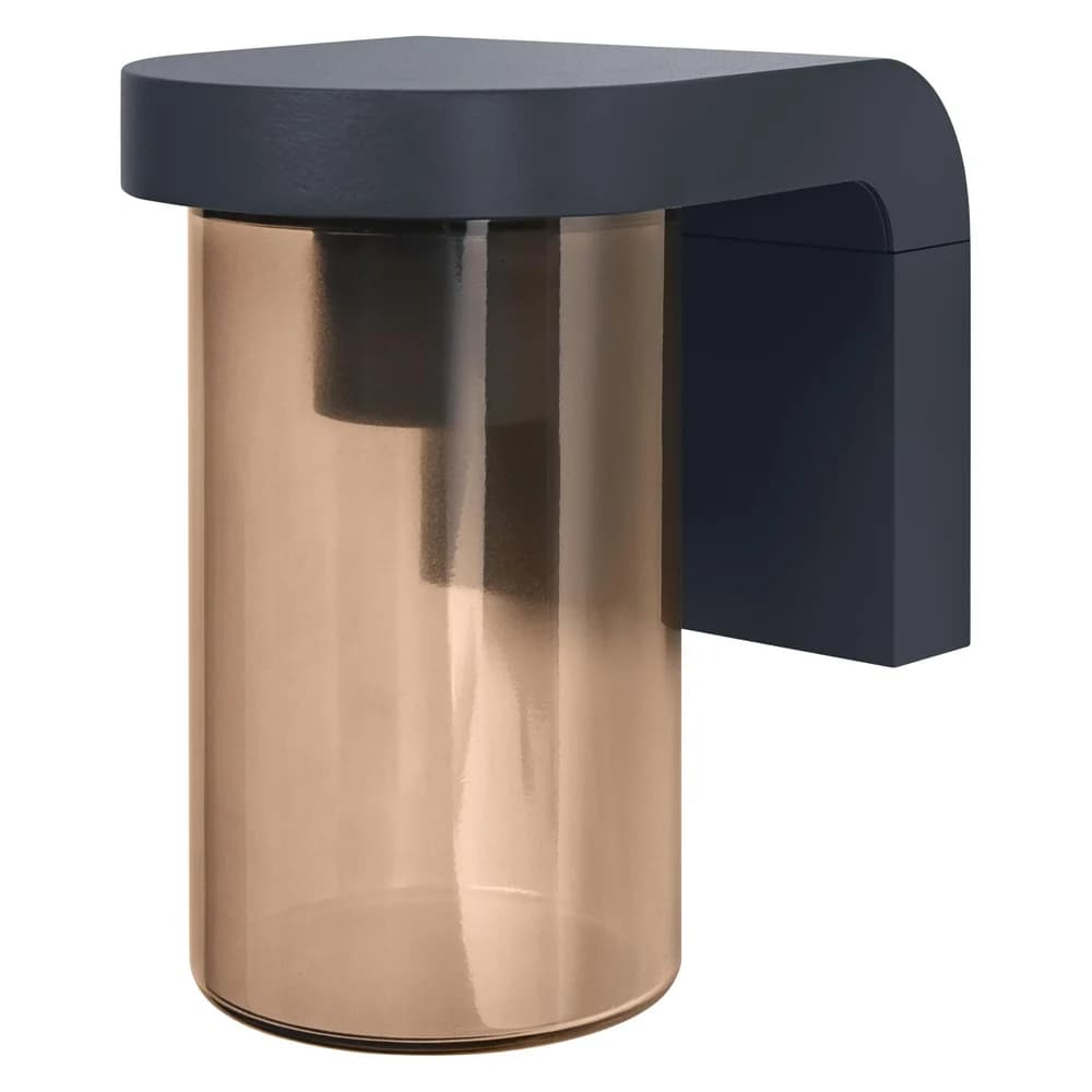 Außenwandleuchte E27 Dunkelgrau mit bernsteinfarbenem Schirm IP44 CASCADE ENDURA Classic OSRAM