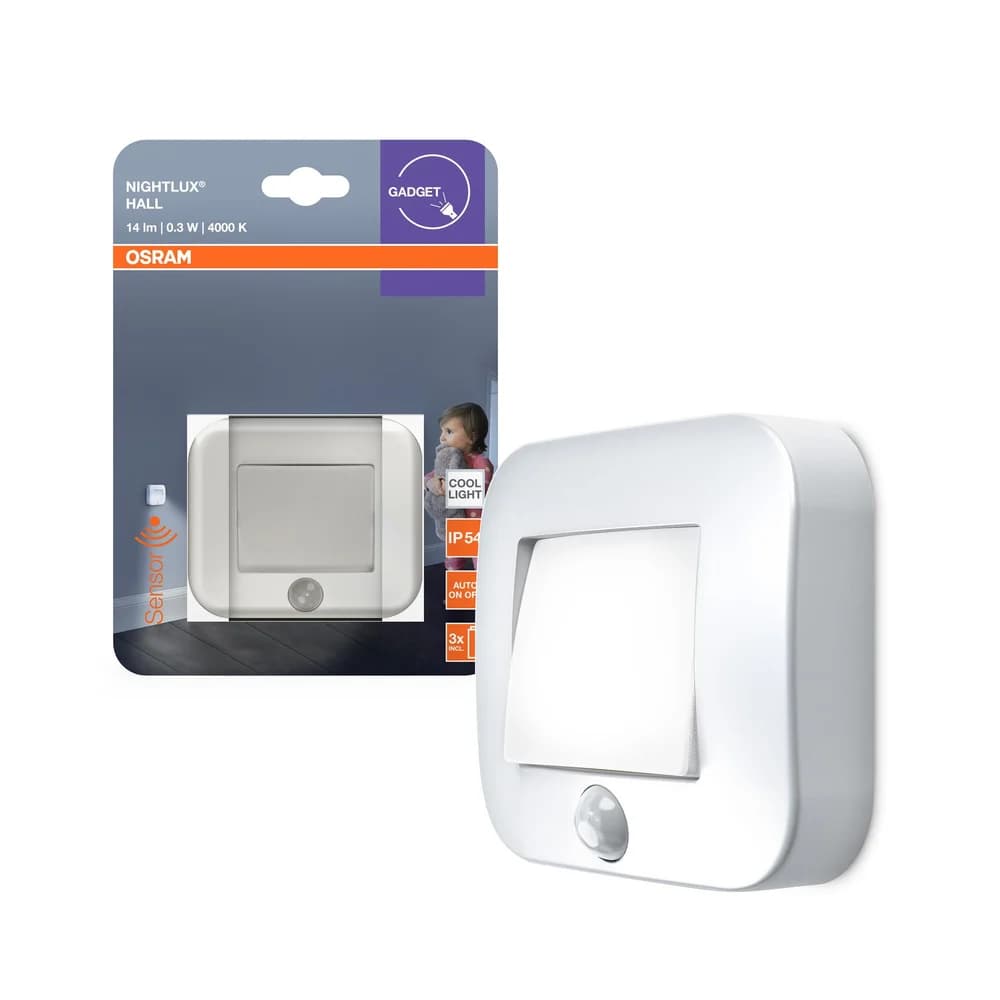 LED Orientierungs-Nachtlicht mit Bewegungssensor 0.25W 4000K Neutralweiß 14lm Weiß IP54 NIGHTLUX Osram