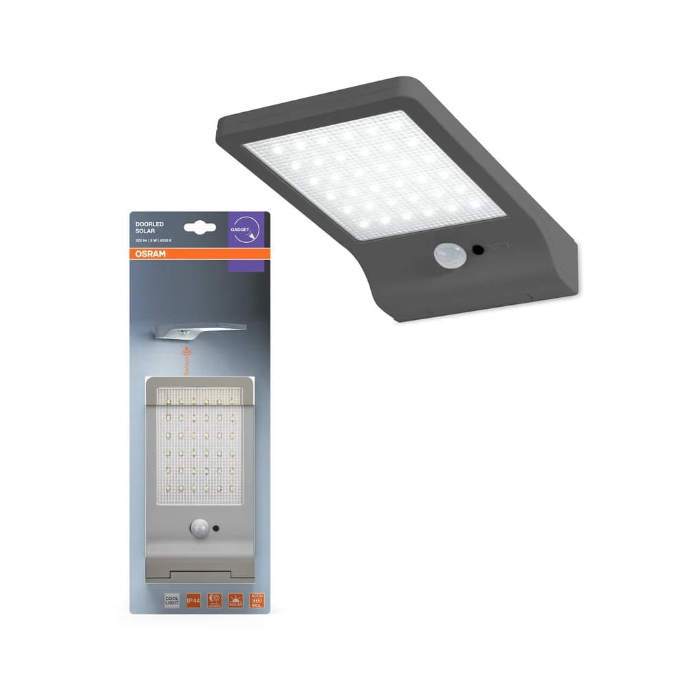 OSRAM LED Außenwandleuchte Door Solar & Sensor in Silber IP44