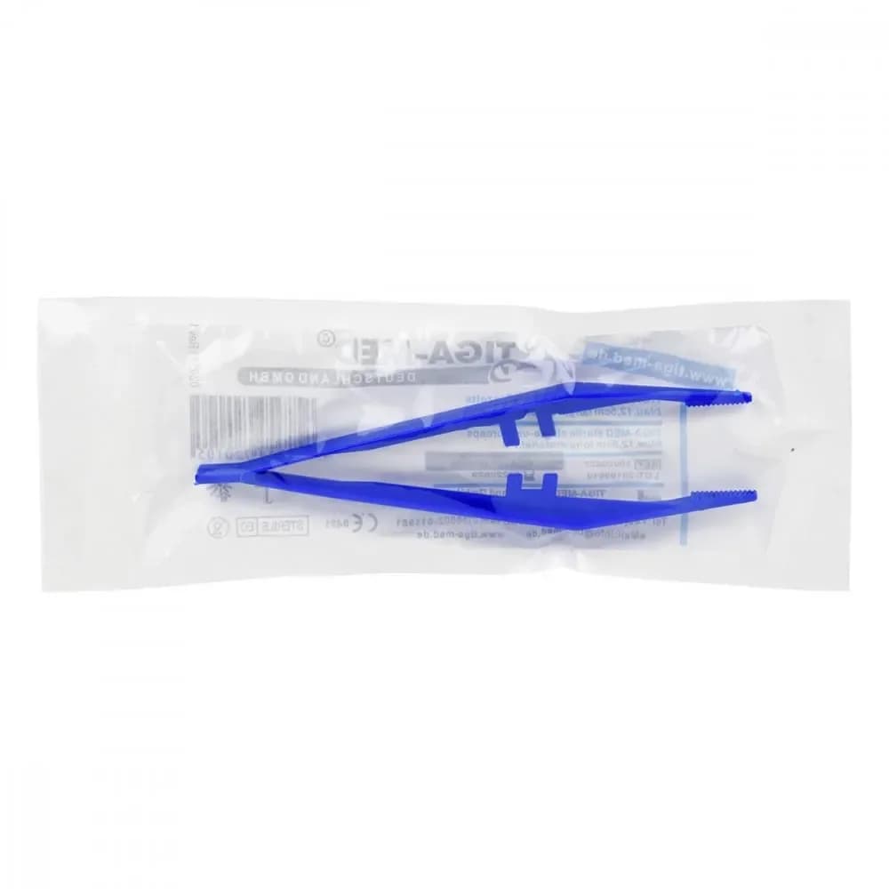 Pinzette Einmal Plastik blau steril