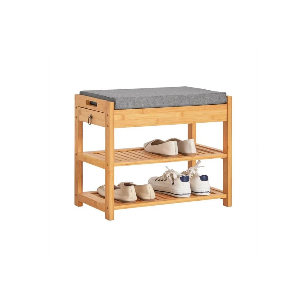 SoBuy Schuhbank mit einer Schublade Holzfarbe 55,3x30x46,5cm Rustikal