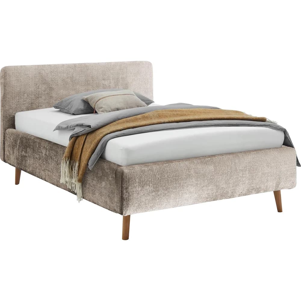 Polsterbett mit Bettkasten Mattis , beige , Maße (cm): B: 161 H: 105