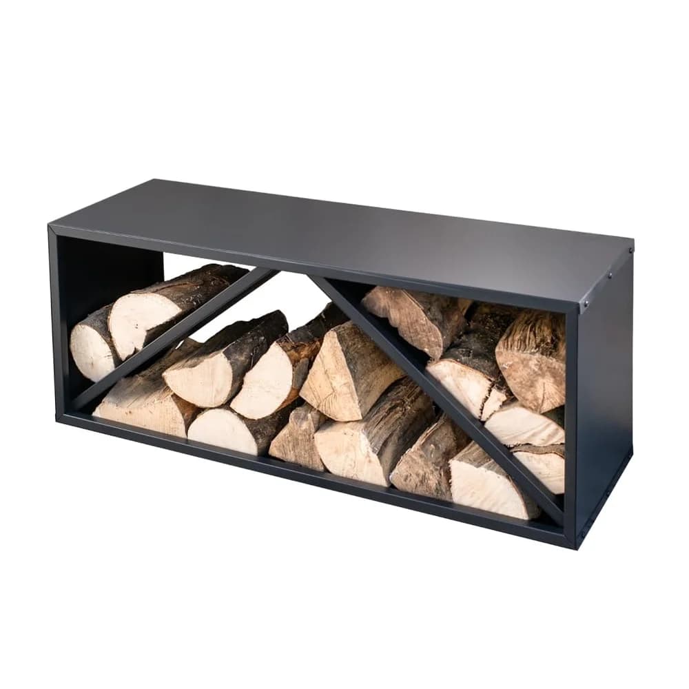 Westmann Stahl Kaminholzregal Adam L Schwarz 104x35x40 cm - Schwarz
