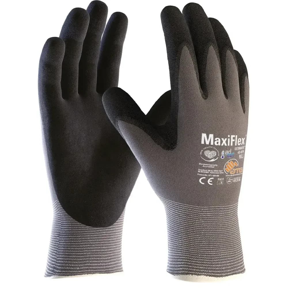 MaxiFlex® Ultimate™ AD-APT® Nylon-Strickhandschuhe (42-874), Grau/Schwarz