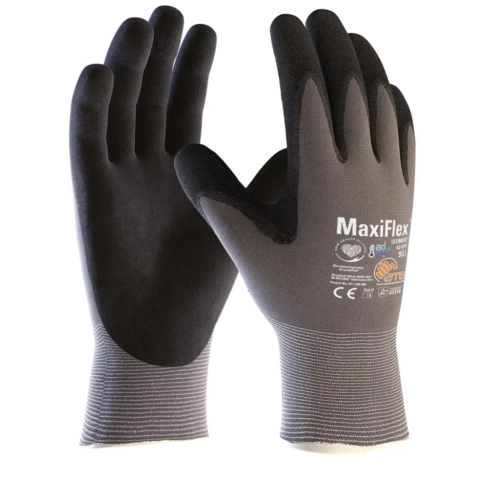 MaxiFlex® Ultimate™ AD-APT® Nylon-Strickhandschuhe (42-874), Grau/Schwarz