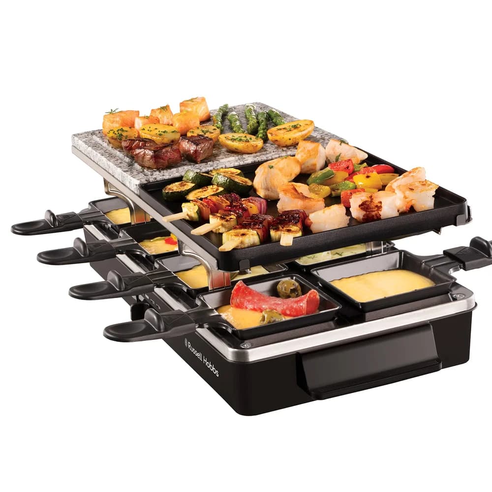 RUSSELL HOBBS Raclette 26280-56 8 Personen Naturstein Teppanyaki Grill, 1400 W