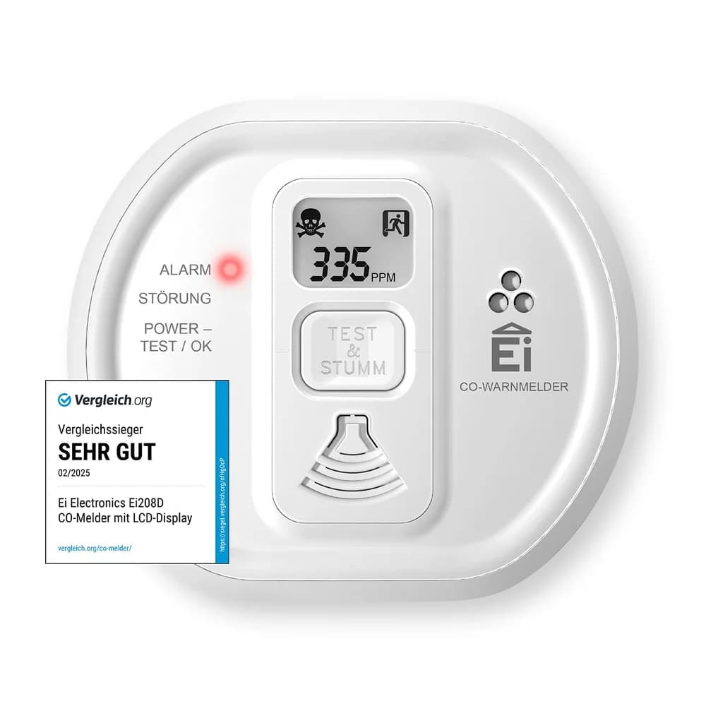 Ei Electronics Kohlenmonoxid-Warnmelder mit Display Ei208D-3X179 Gasmelder (inkl. 10 Jahres-Batterie)