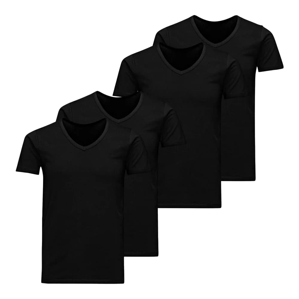 Jack & Jones Herren V-Neck T-Shirt JACBASIC 2er PACK - Regular Fit - Black 12133914 - XL
