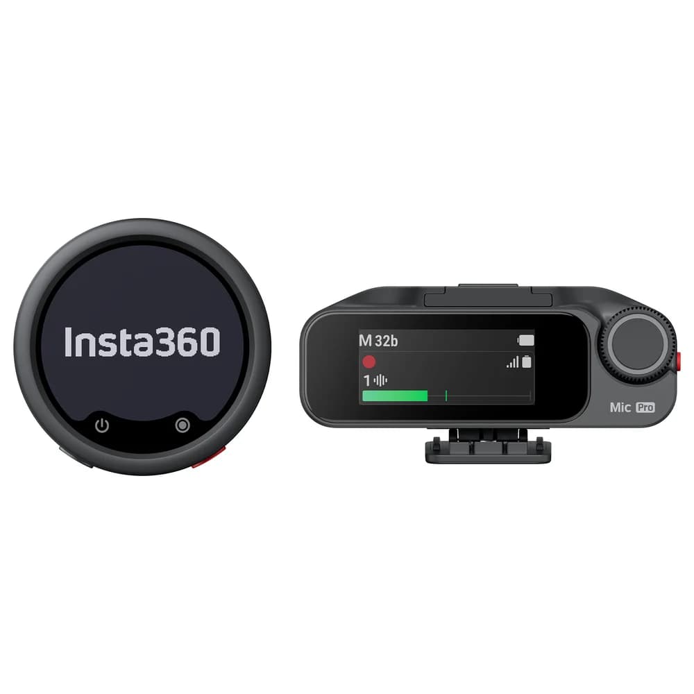 INSTA360 Mic Pro Mikrofon, 1 Sender + Empfänger, Graphite Black