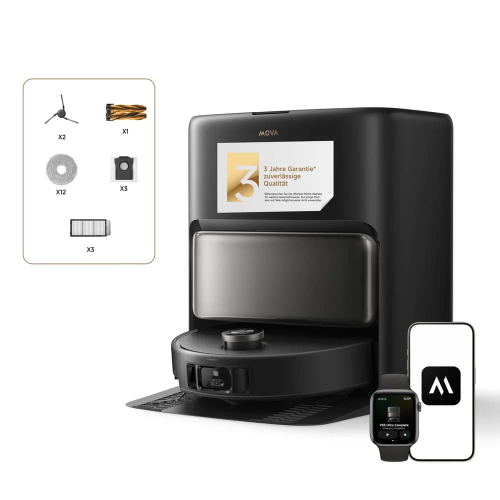 Mova V50 Ultra Complete Schwarz Saug-Wisch-Roboter mit Reinigungsstation