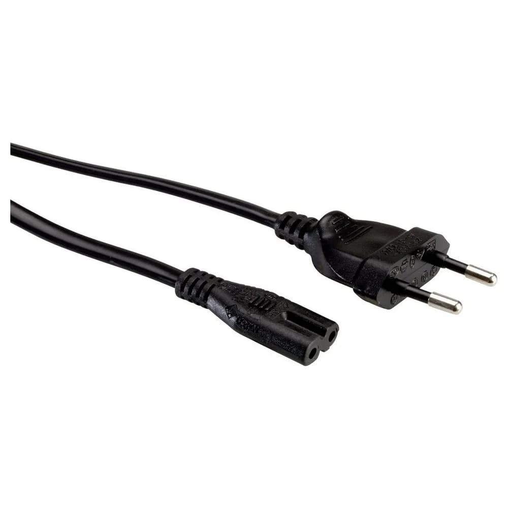 VALUE Netzkabel Euro-Flachstecker auf C7, 2polig, schwarz, 3 m
