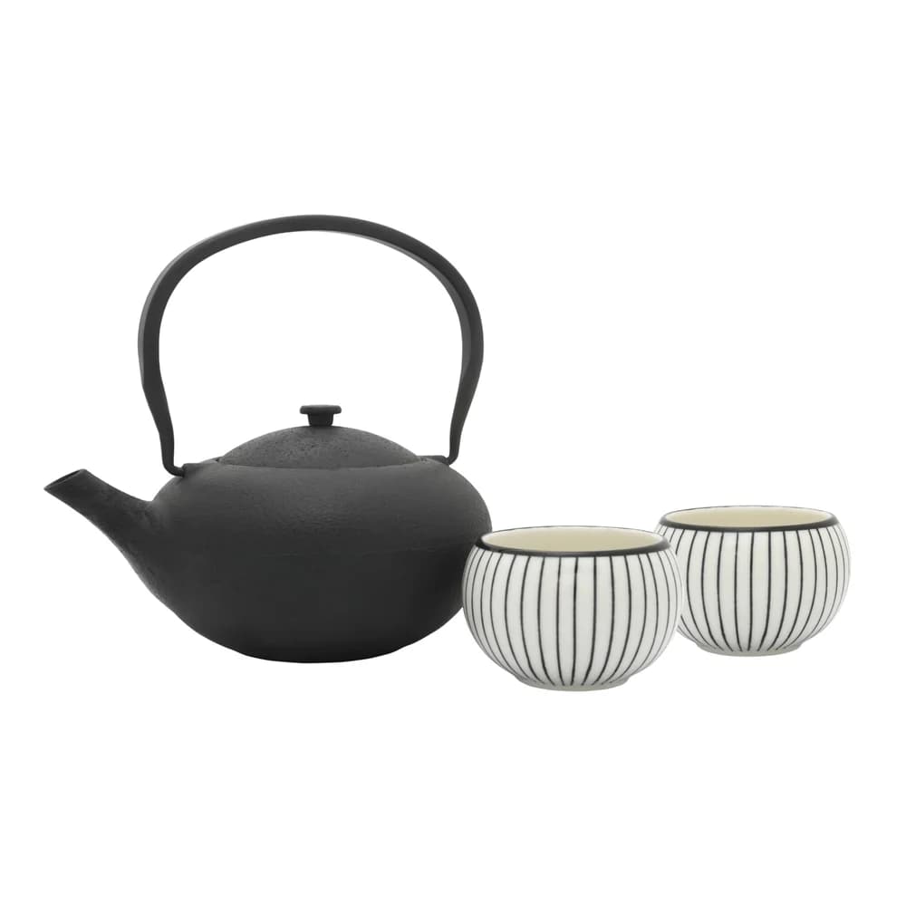 BREDEMEIJER Tee-Set Gusseisen/Porzellan Shanxi 1l schwarz 3teilig
