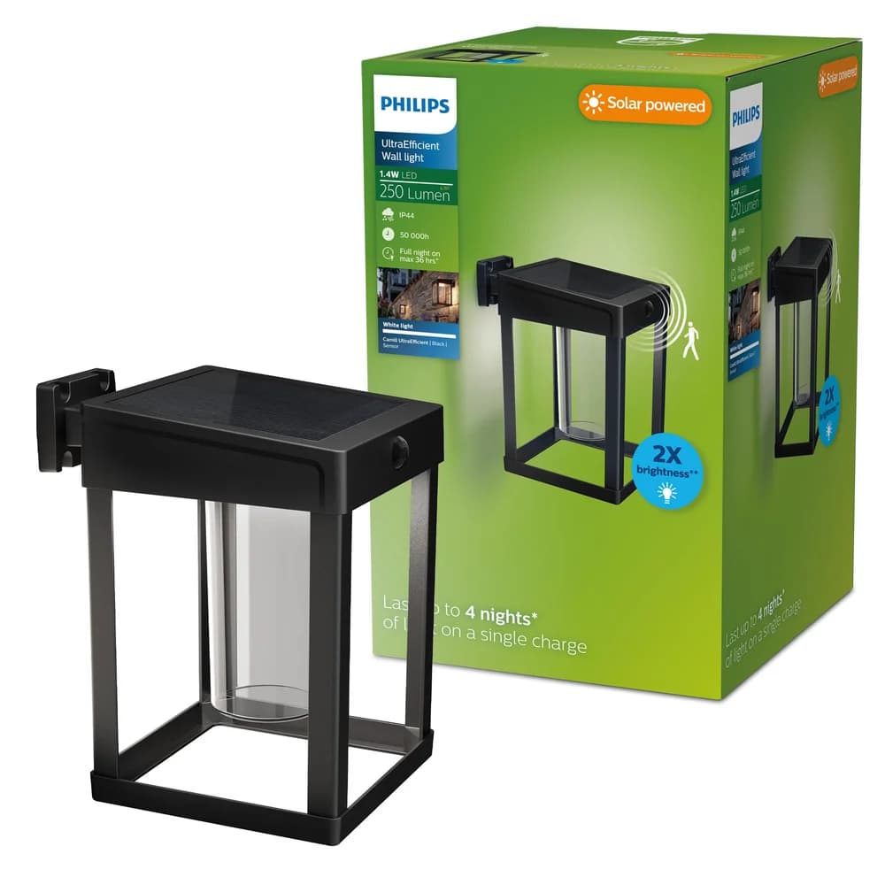LED Solar Wandleuchte CAMILL 1.4W 3000K IP44 Dämmerungssensor PHILIPS