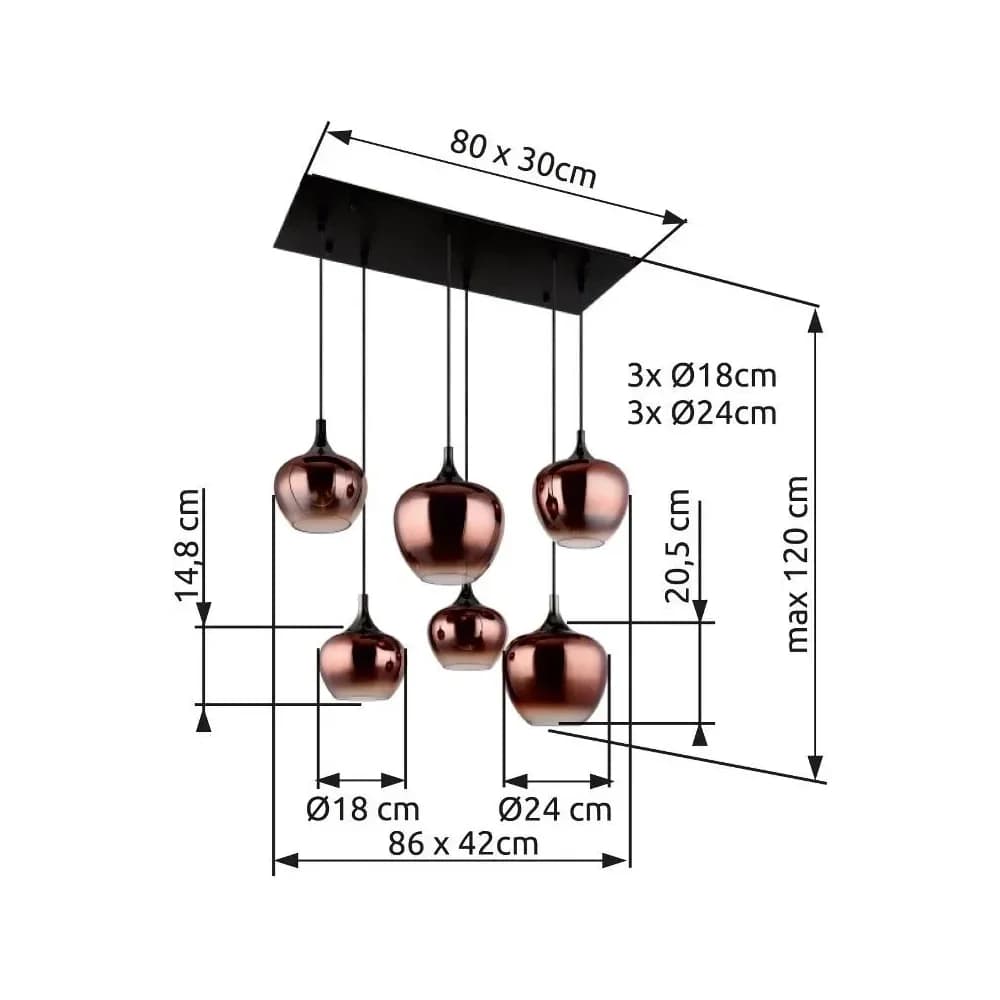 Globo Lighting Hängeleuchte , schwarz , Maße (cm): B: 42 H: 120