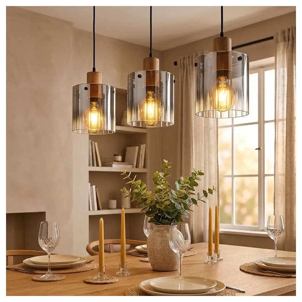 Globo Lighting Pendelleuchte , holzfarben , Maße (cm): B: 100 H: 120